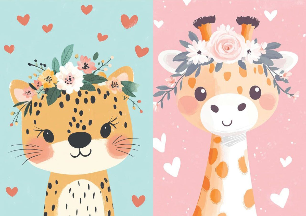 Cute Tiger and Giraffe (Decoupage Paper)2in1