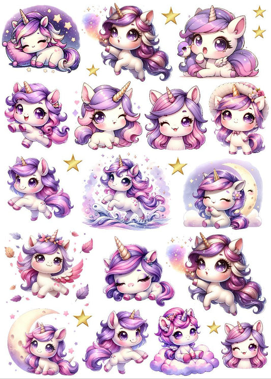 Cute Unicorn sticker Elements (Instant Transfer Sheet)