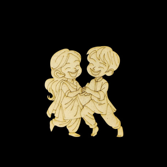 Dancing Siblings - Brother Sister (MDF Premarked Base - Raksha Bandhan)