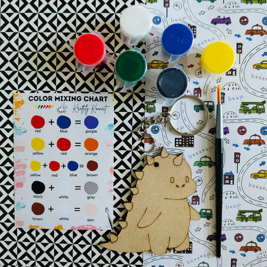 Dinosaur Kawai (DIY Keychain Kit For Kids - MDF )