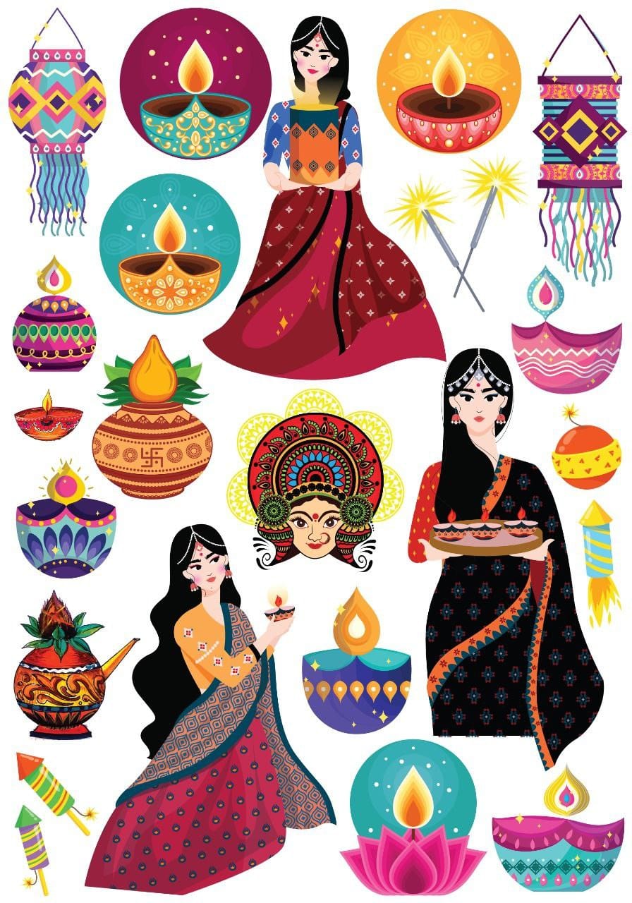 Diwali Illustrations ( Instant Transfer Sheets )