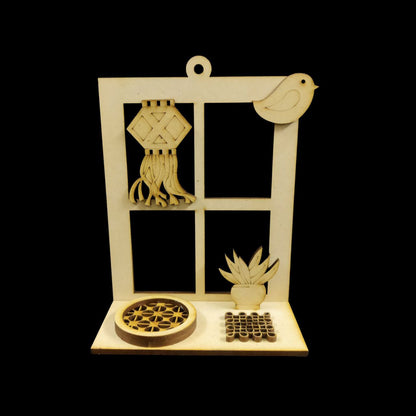 Diwali Window - Wall Tealight Holder with Embellishments (MDF)