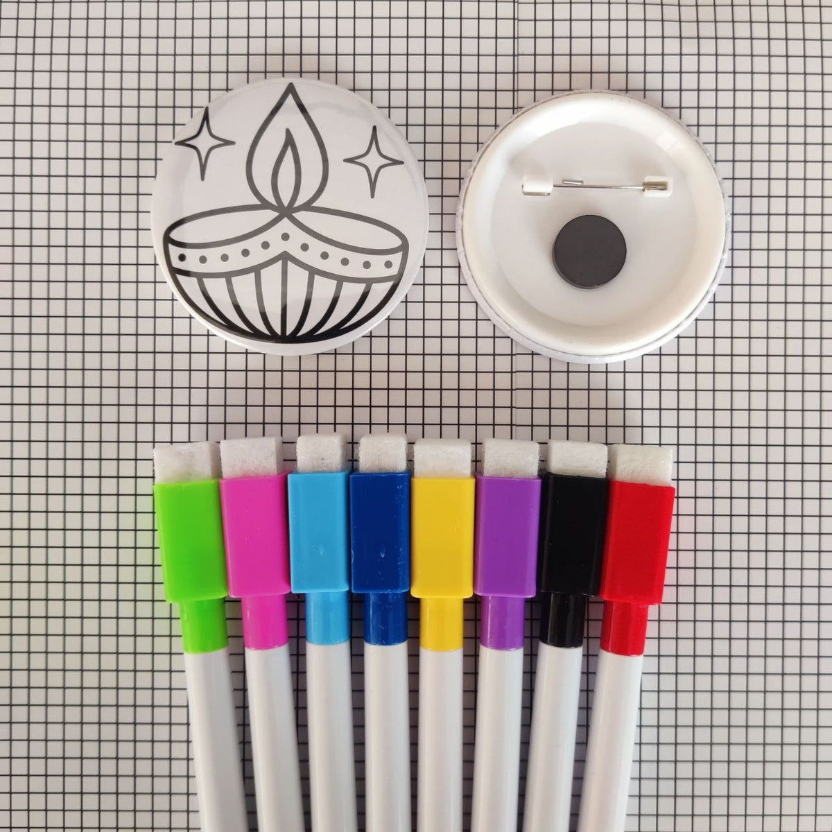 Diya - Color & Wipe Badge cum Fridge Magnet Kit