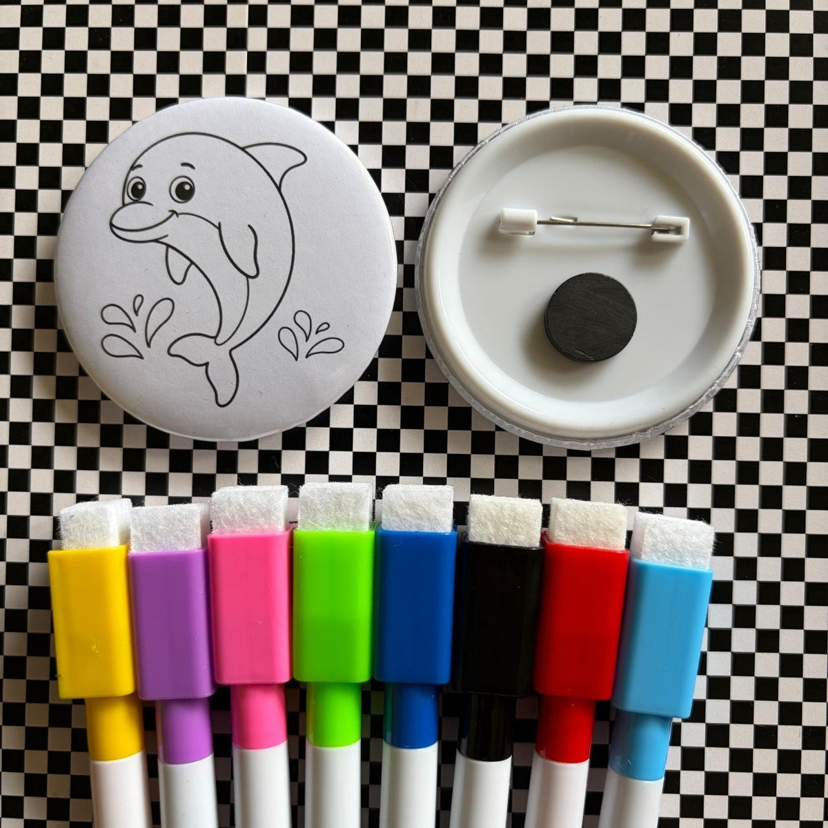 Dolphin - Color & Wipe Badge cum Fridge Magnet Kit