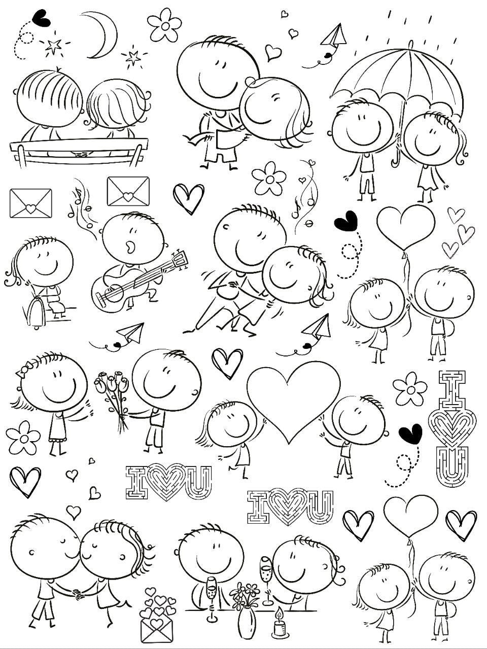 Doodle Comic Love (Instant Transfer Sheet) Valentine's