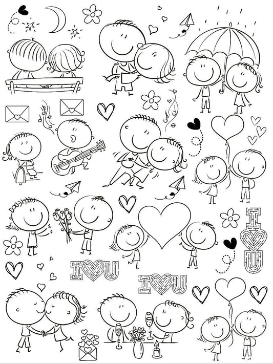 Doodle Comic Love (Instant Transfer Sheet) Valentine's