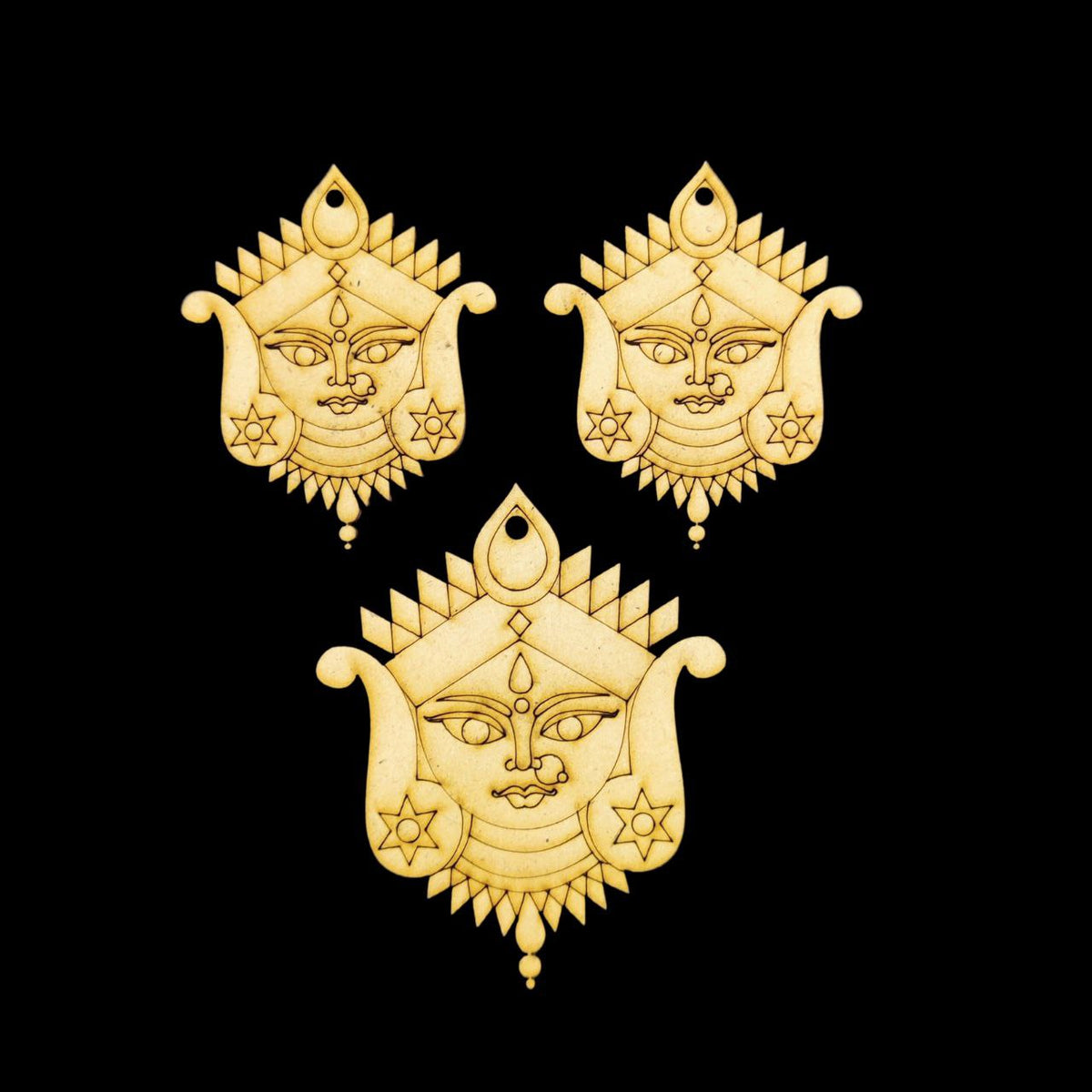 Durga Goddess Pendant + Earrings Set (MDF Premarked) Festive