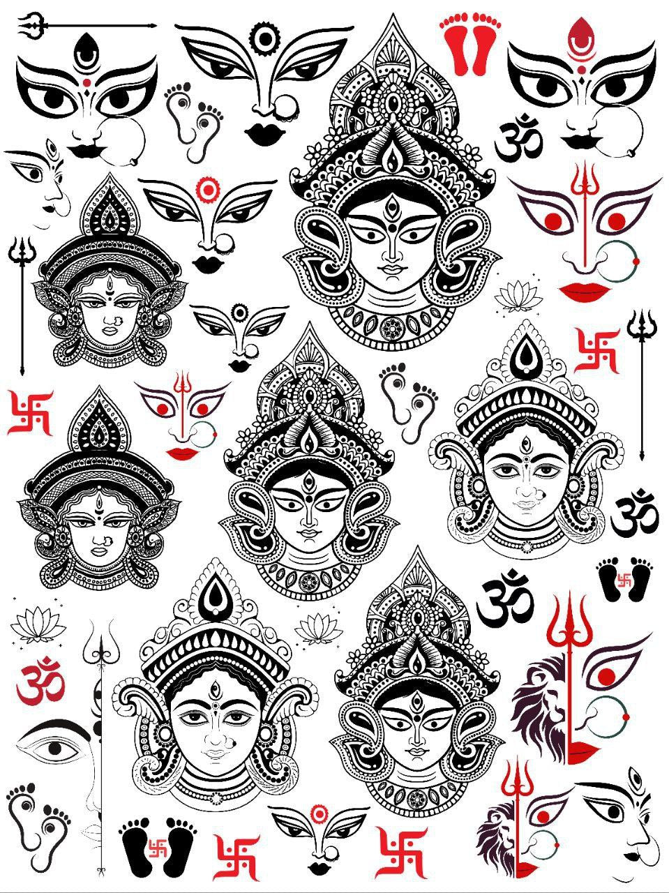 Durga Goddess elemental - Festive (Instant Transfer Sheet)