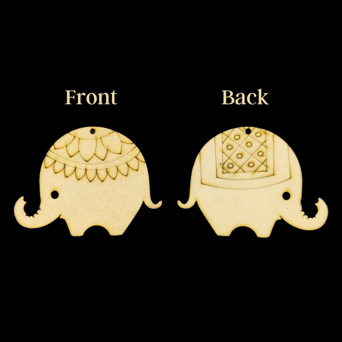 Elephant - Front/back ethnic (MDF Premarked Keychain base)