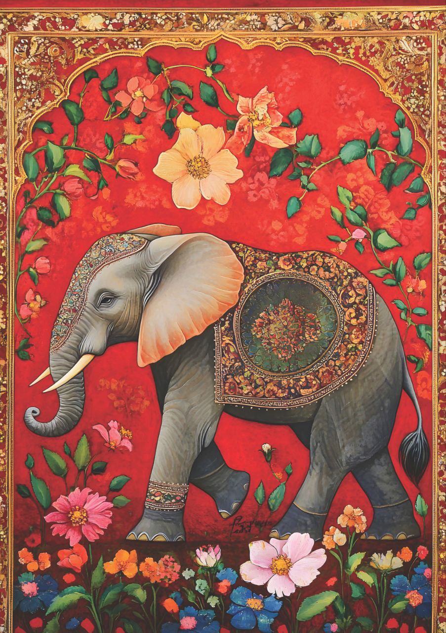 Elephant Maharaja - Carpet Print (Full Size - Decoupage Paper)