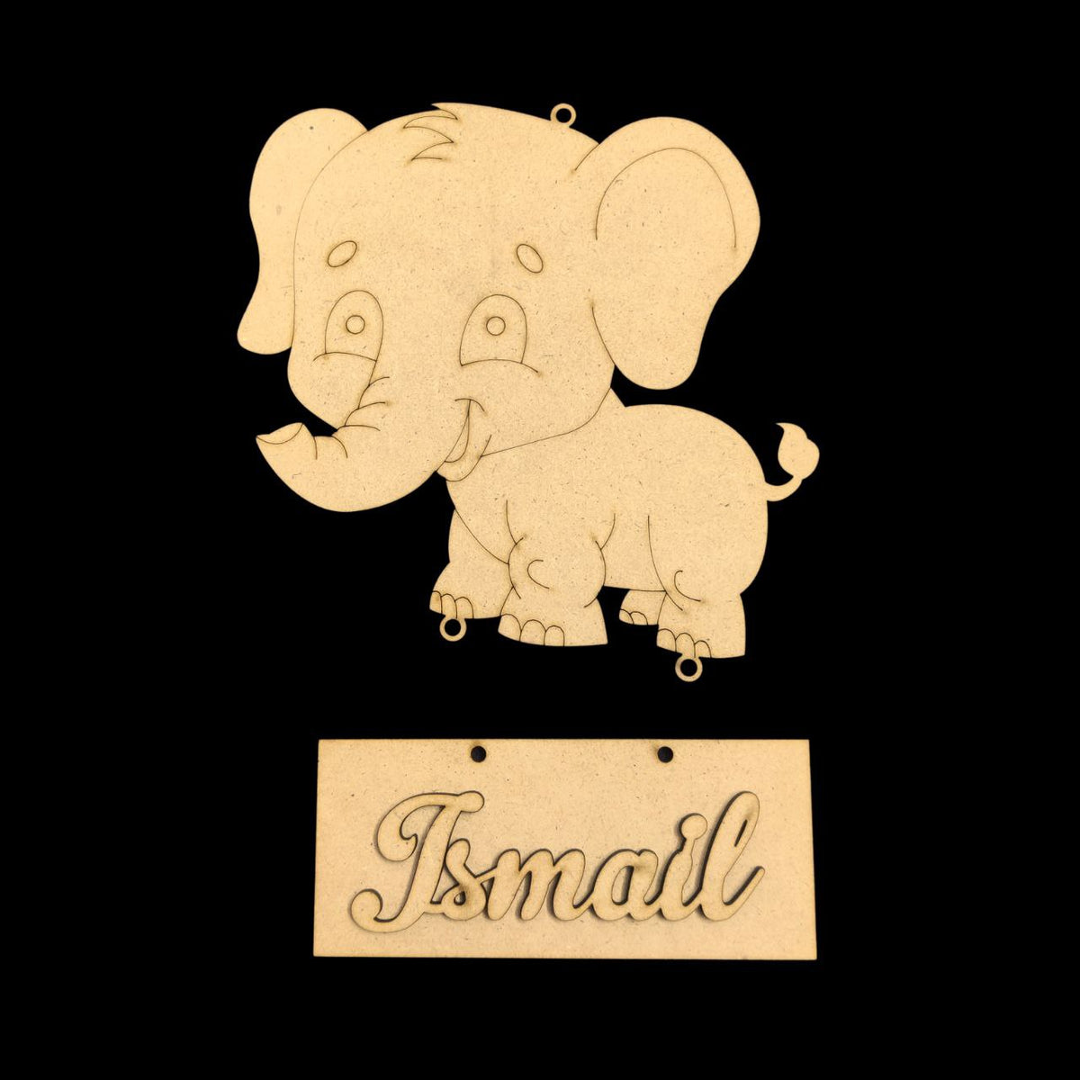 Elephant ( Mini name plate - MDF ) Personalised