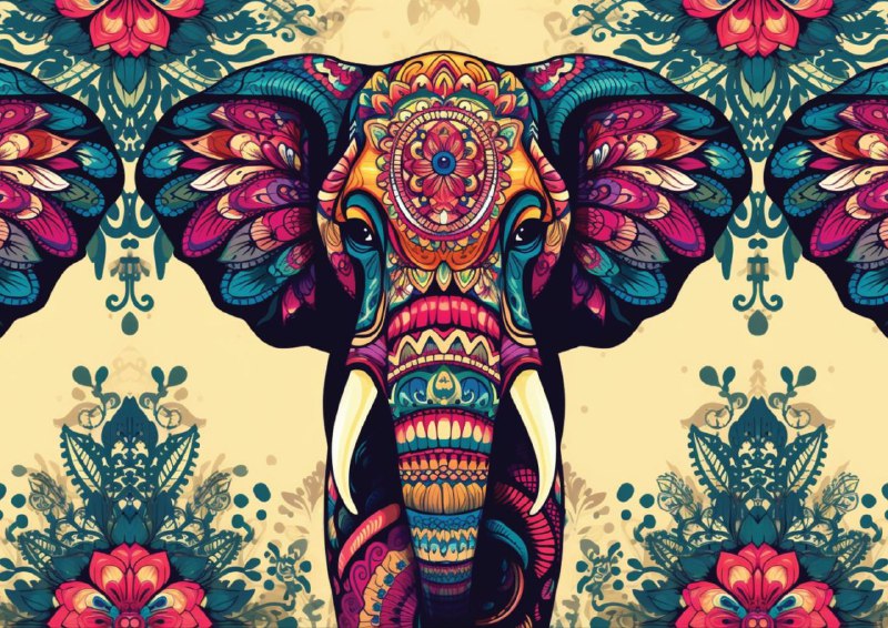 Elephant - Tribal Psy Art 1 (Decoupage Paper)