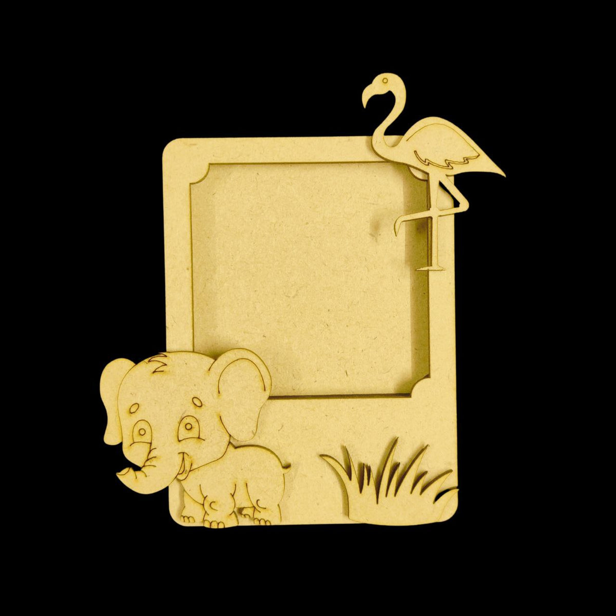 Elephant n Flamingo - (Mini Fridge Magnet Photo Frame / Wall Photo Frame ( MDF )