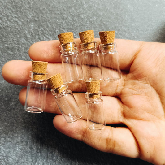Empty Glass Vials with Cork Lid - Haldi Kumkum/Roli Chawal (Craft Embellishments)