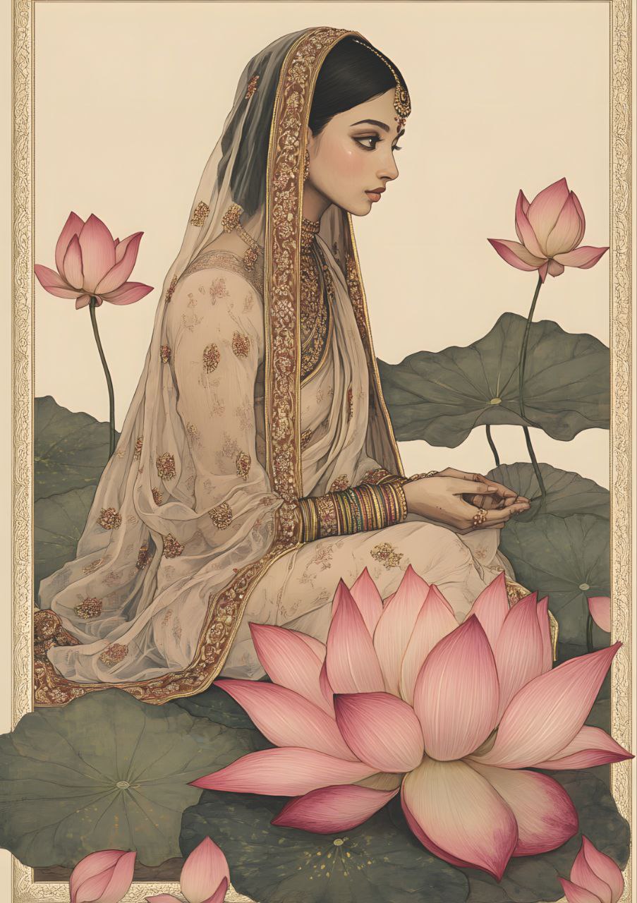 Enchanting Modest Beauty - Desi Woman (Full Size - Decoupage Paper)
