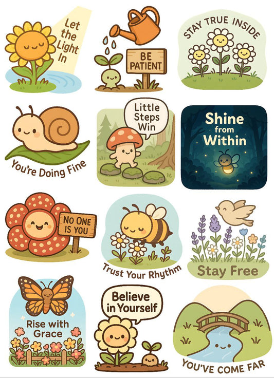 Everyday motivation Quotes - Cute Nature Theme (Instant Transfer Sheet)