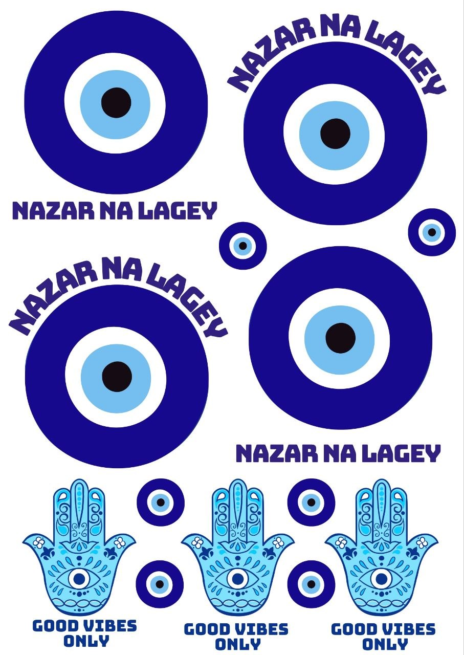 Evil Eye elements Nazar na Lagey - Press N Peel (UV DTF) Size A6