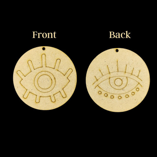 Evil eye - Front/back ethnic (MDF Premarked Keychain base)
