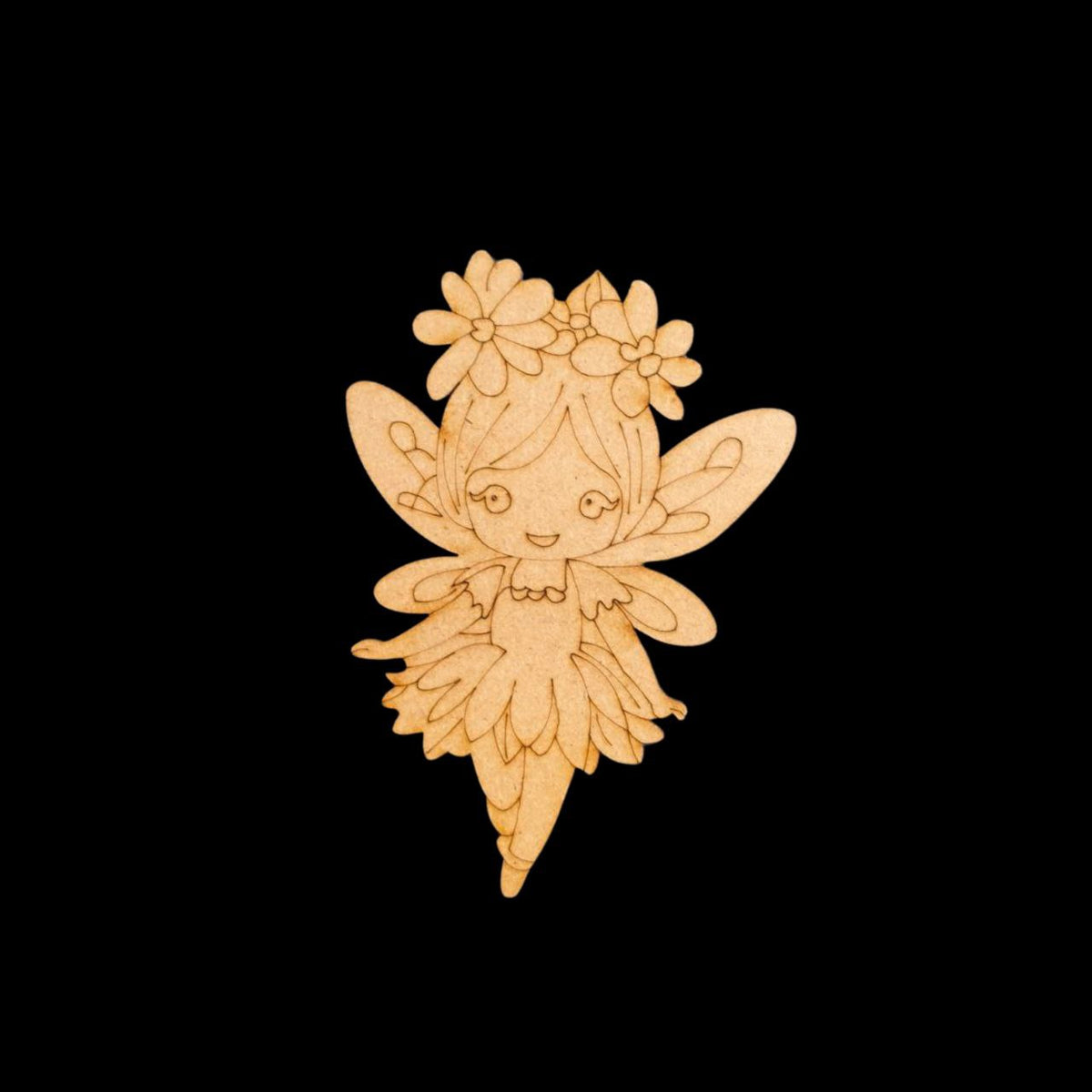 Fairy Floral (MDF Lasercut Premarked Colouring Base)