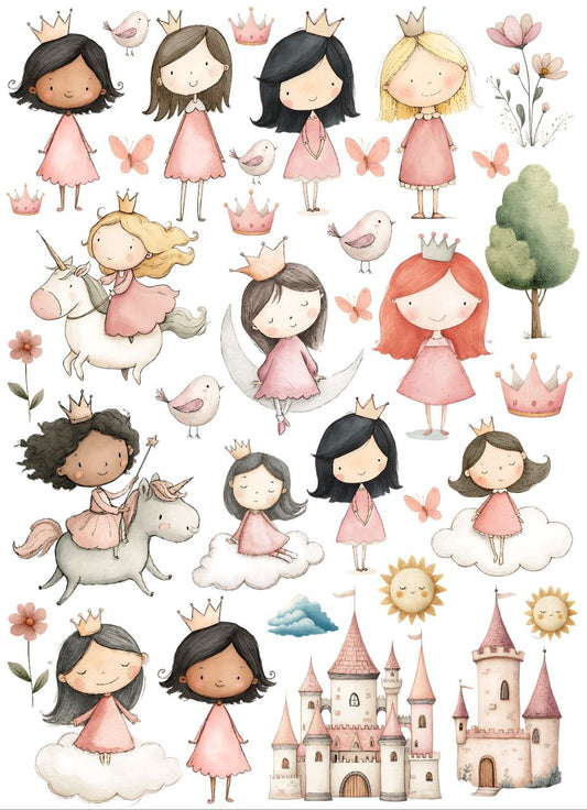 Fairy Tale Princess Girl - mix elements (Instant Transfer Sheet)