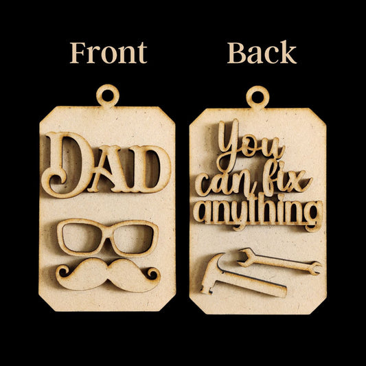 Father's Day 1 - Dad ( Front Back MDF Keychain bases )