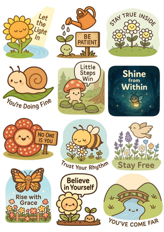 Feel-Good Quotes - Nature - Press N Peel Stickers (UV DTF) Size A6