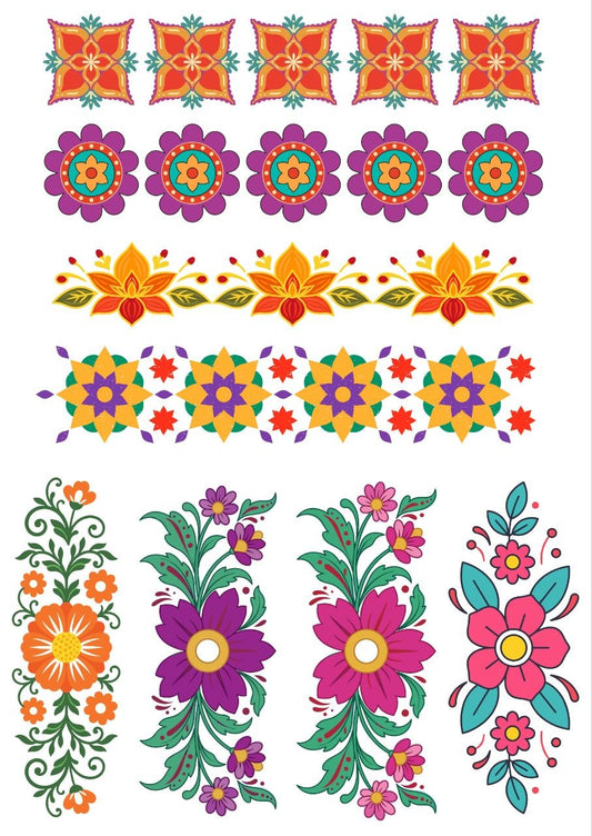 Floral Festive Elements - Press N Peel (UV DTF) Size A6