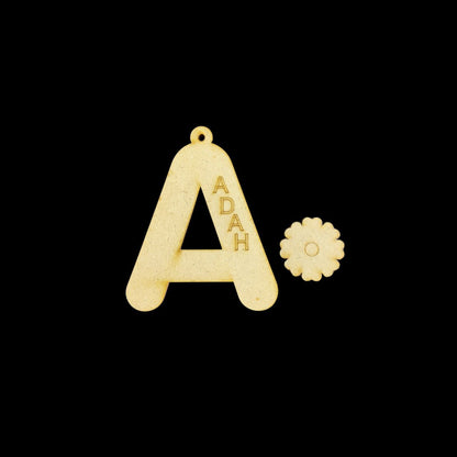Floral - Girl (Personalised Bag Dangler - Keychain base MDF)DIY kids Collection 1
