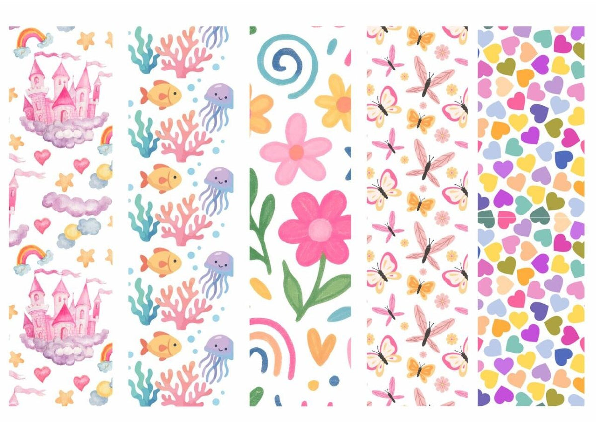 Floral Heart Castle- Mini Bookmarks - Press N Peel Stickers (UV DTF) Size A6