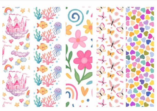 Floral Heart Castle- Mini Bookmarks - Press N Peel Stickers (UV DTF) Size A6