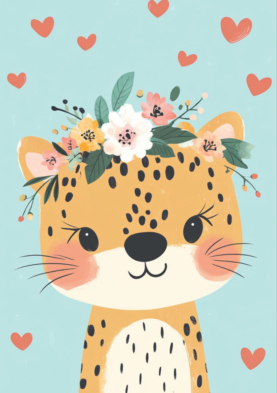 Floral Tiger Hearts (Decoupage Paper)
