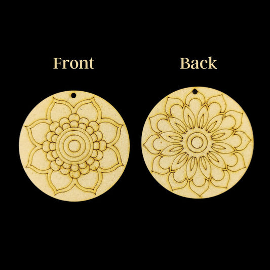 Floral Mandala - Front/back ethnic (MDF Premarked Keychain base)