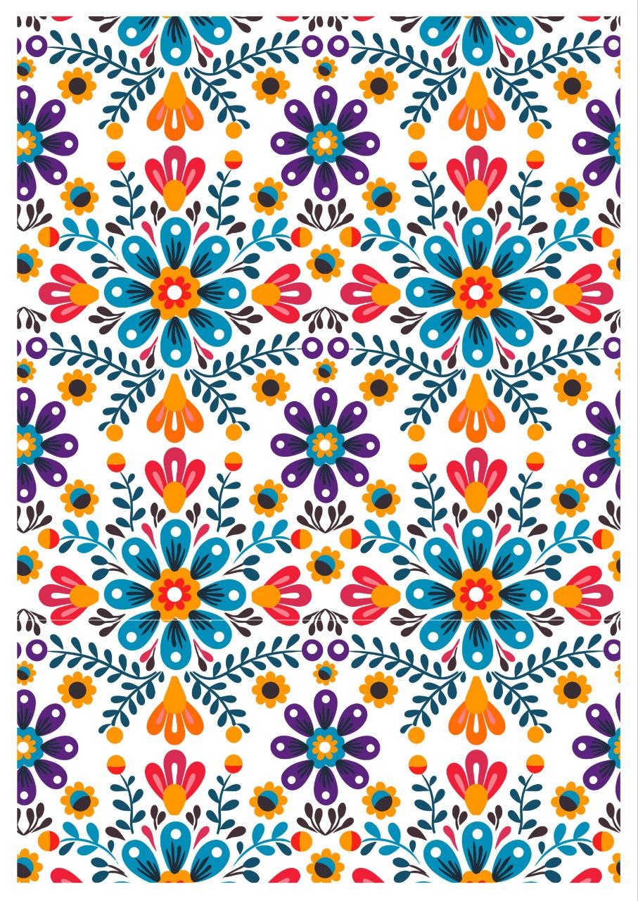 Floral Mexican Folk Art - Press N Peel (UV DTF) Size A6