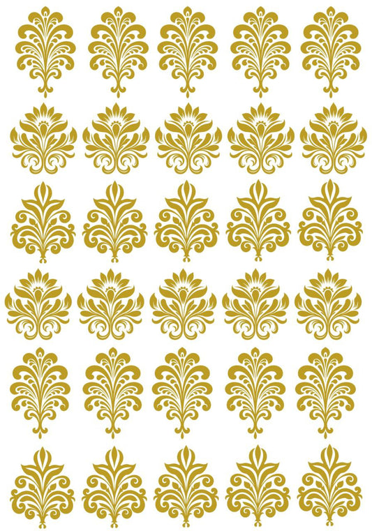Floral Motifs | Damask Pattern | Metallic Gold Colour (Instant Transfer Sheet)