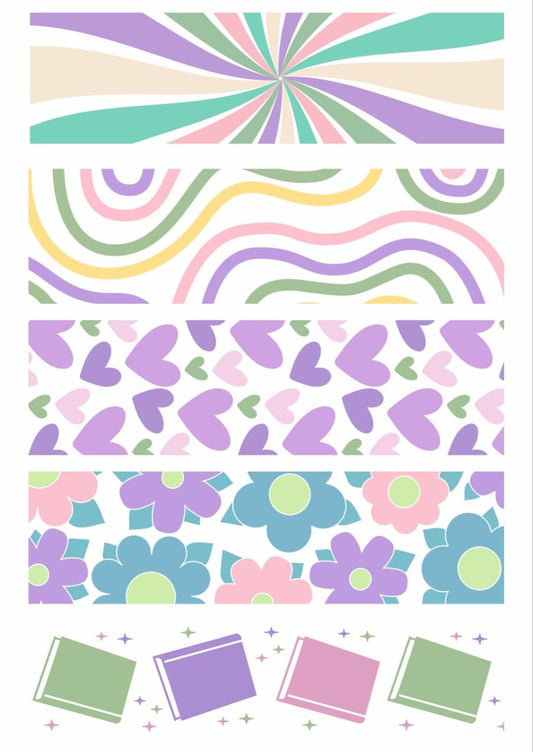 Floral Patterns n Abstract- Mini Bookmarks - Press N Peel Stickers (UV DTF) Size A6