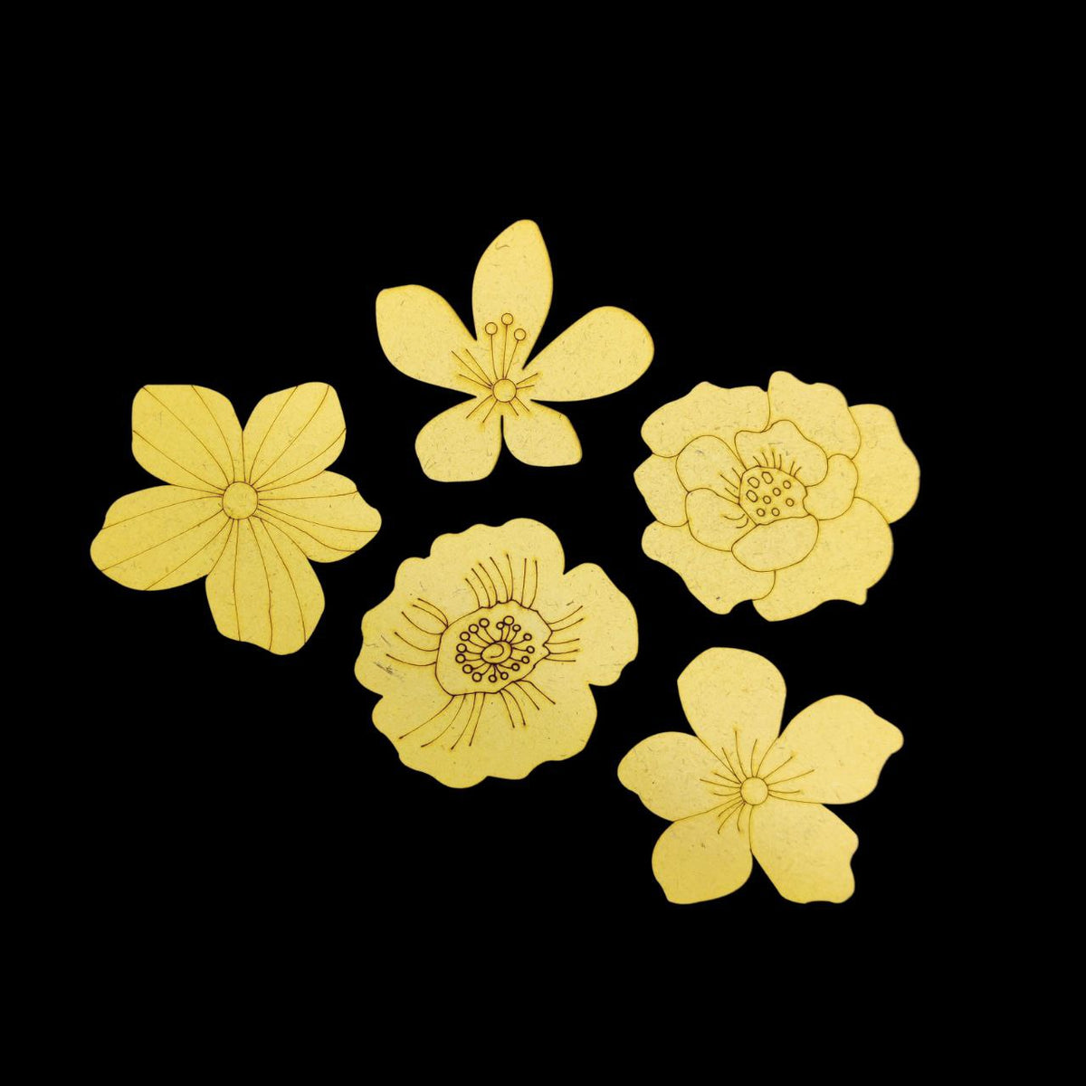 Floral Set of 5 (MDF - Fridge Magnet Base )