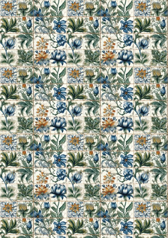 Floral Tiles art (Instant Transfer Sheet)