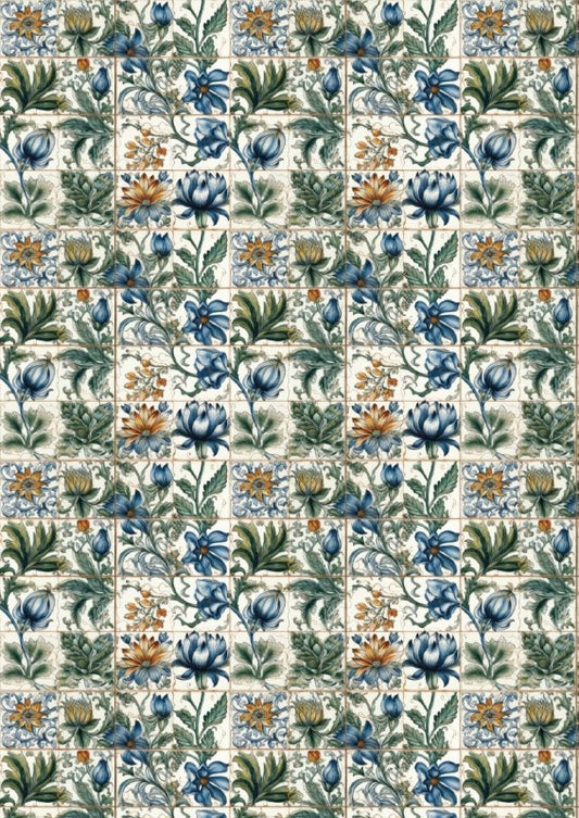 Floral Tiles art (Instant Transfer Sheet)