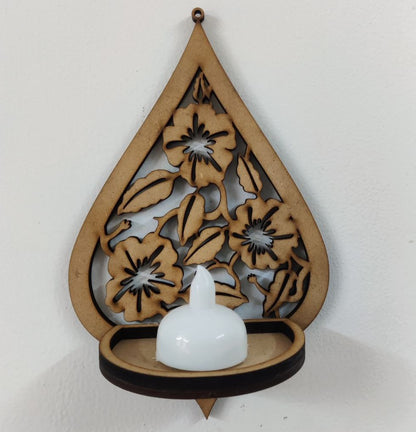 Floral Wall tealight Holder (MDF - Festive) 1