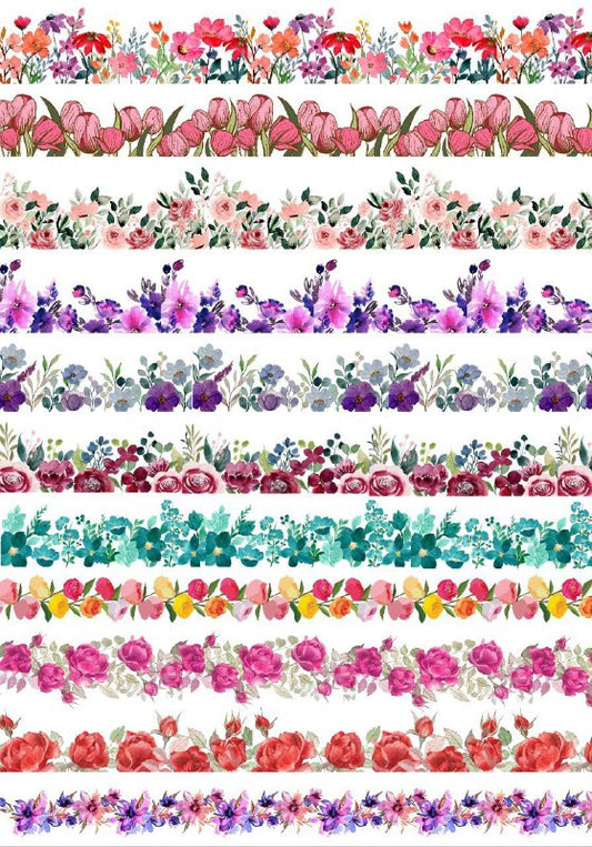 Floral stripes 1(Instant Transfer Sheet)