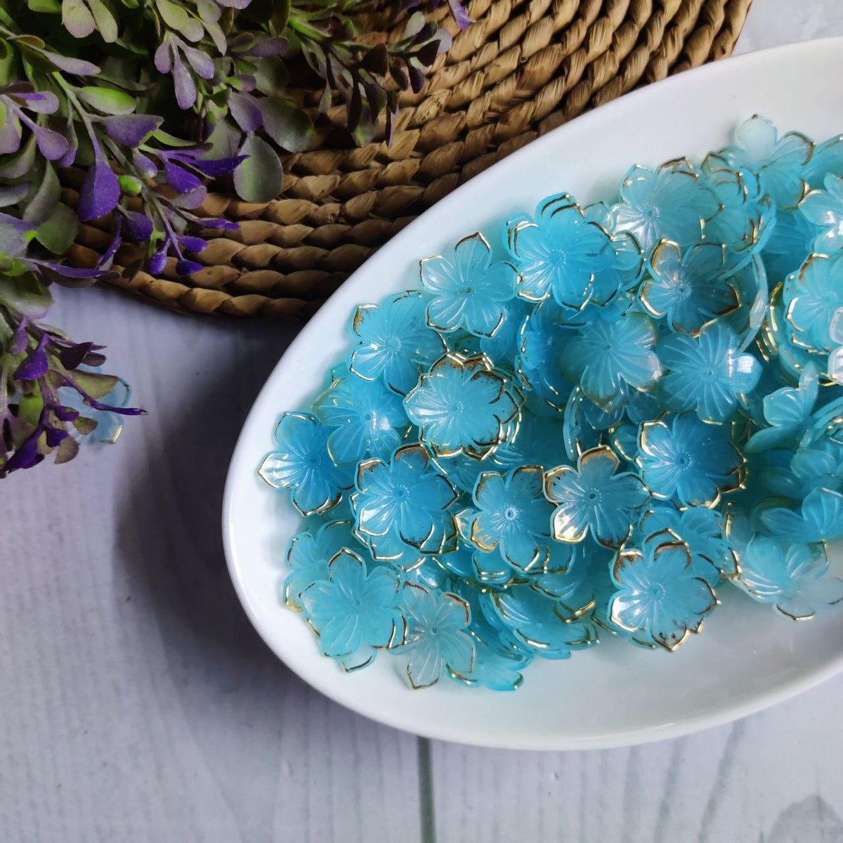 Flower Blue Lagoon - Plastic Beads