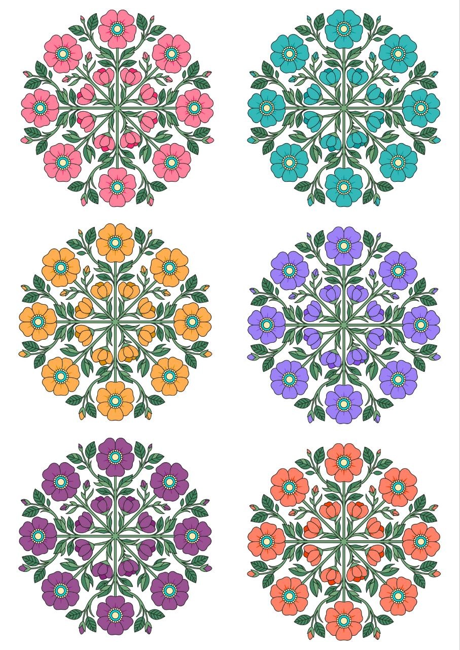 Flower Floral Rangoli - Press N Peel (UV DTF) Size A6