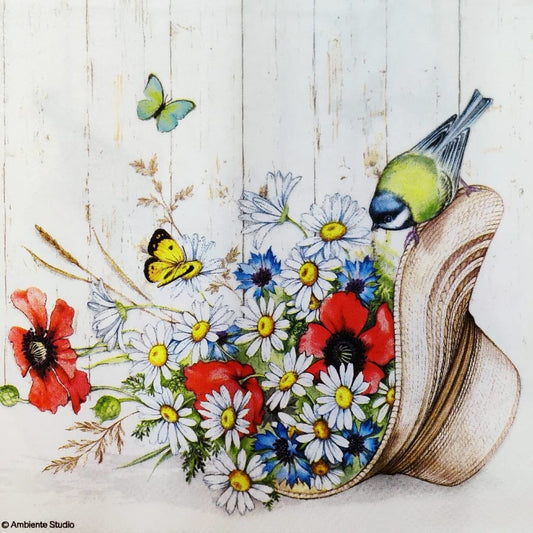 Flowers in Hat ( German Napkins Tissues )