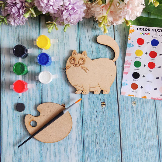 Fluffy Kitty Cat (Fridge Magnet DIY Kit) MDF