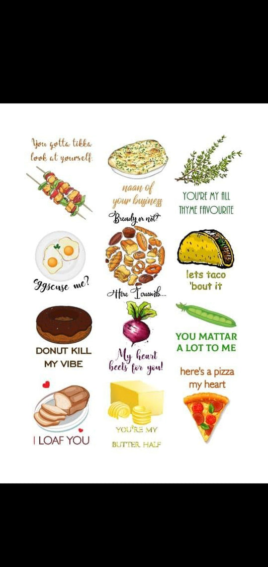 Food Puns ( Instant Transfer Sheets )