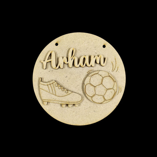 Football - Soccer ( MDF Kids Mini Name Plates ) Personalised