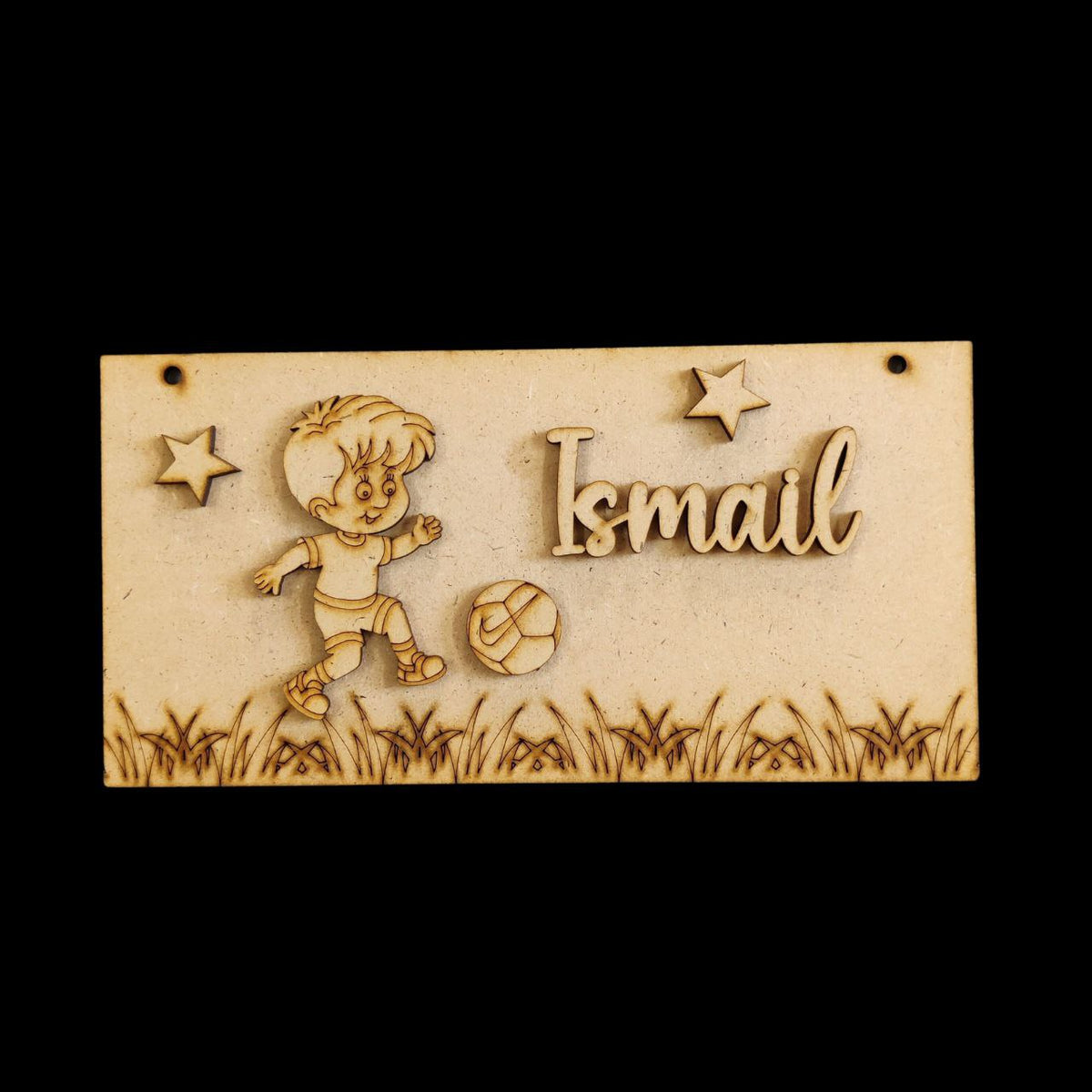 Football boy - personalised monogram ( Name plate base MDF )