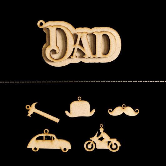 Dad ( MDF Key chain base with embellishment )