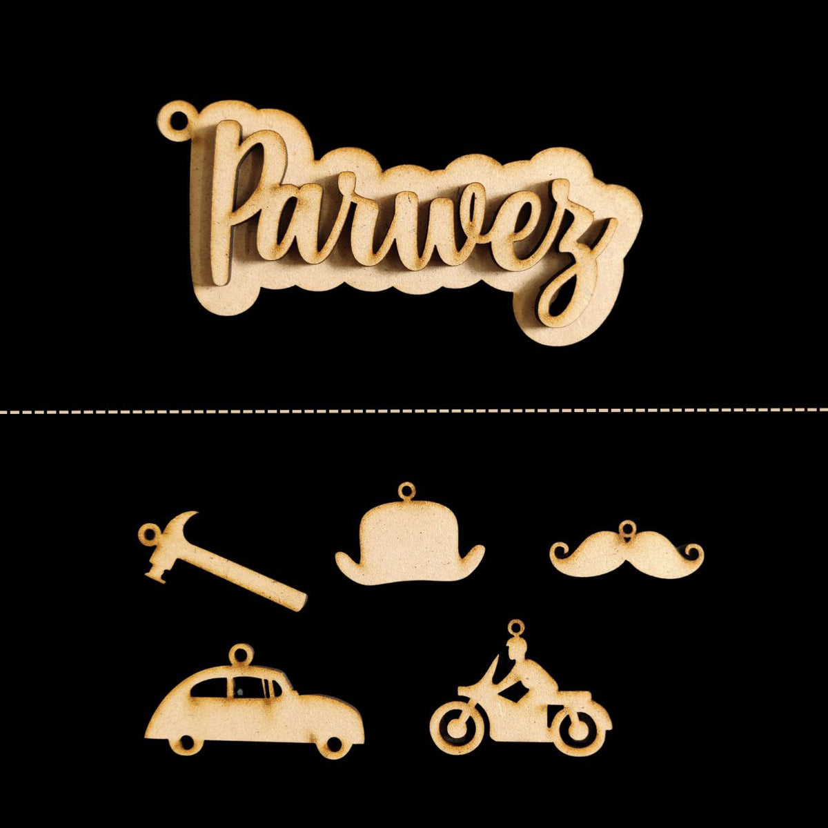 Name - Personalised ( MDF Key chain base with embellishment )