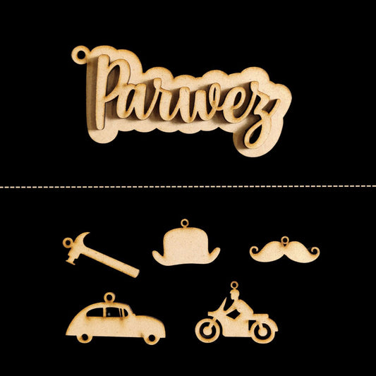 Name - Personalised ( MDF Key chain base with embellishment )